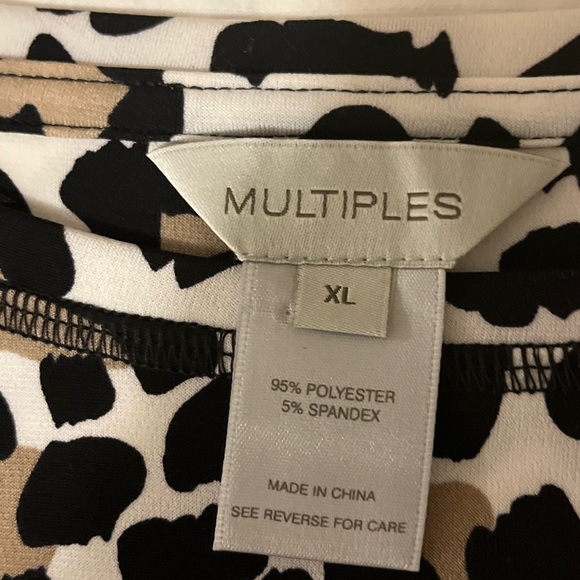 MULTIPLES Three-Quarters Sleeve Leopard  Print Top, size XL - Picture 10 of 11